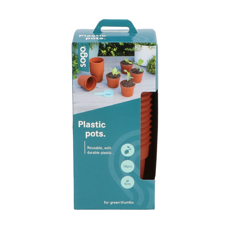 SOGO Plastic potje terra kleur 9cm 18st